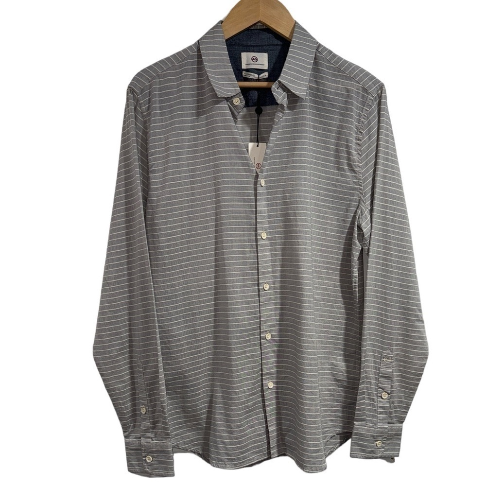 adriano goldschmied ag gray striped men’s‎ small NEW soft button down